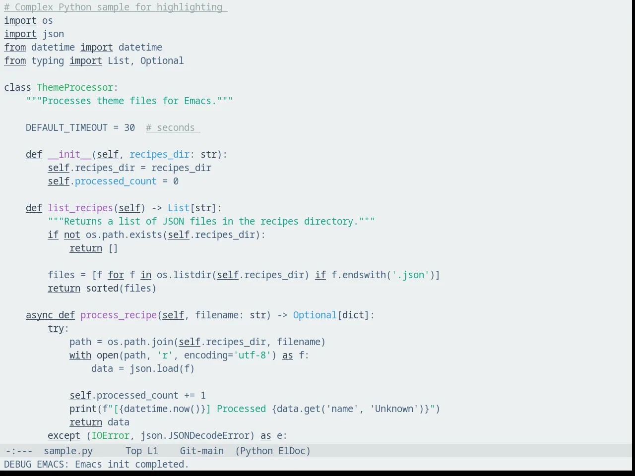 Fluc UI Light Theme in python-mode