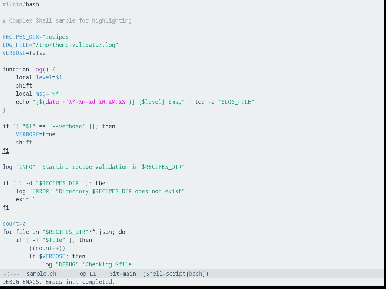 Fluc UI Light Theme in sh-mode