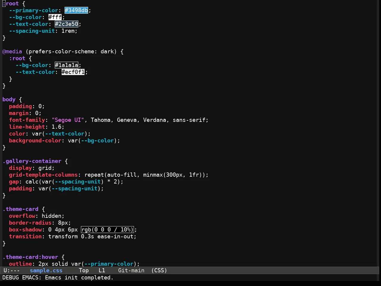 Fluffy Dark theme in css-mode
