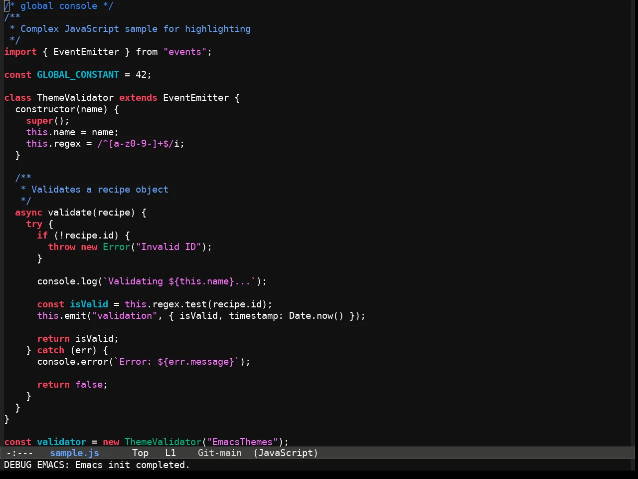 Fluffy Dark theme in javascript-mode