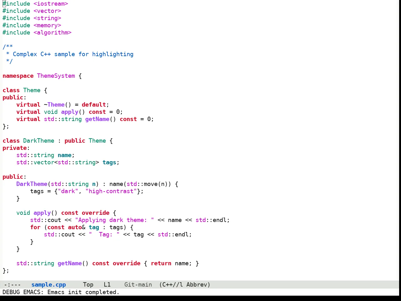 Fluffy Light theme in c++-mode