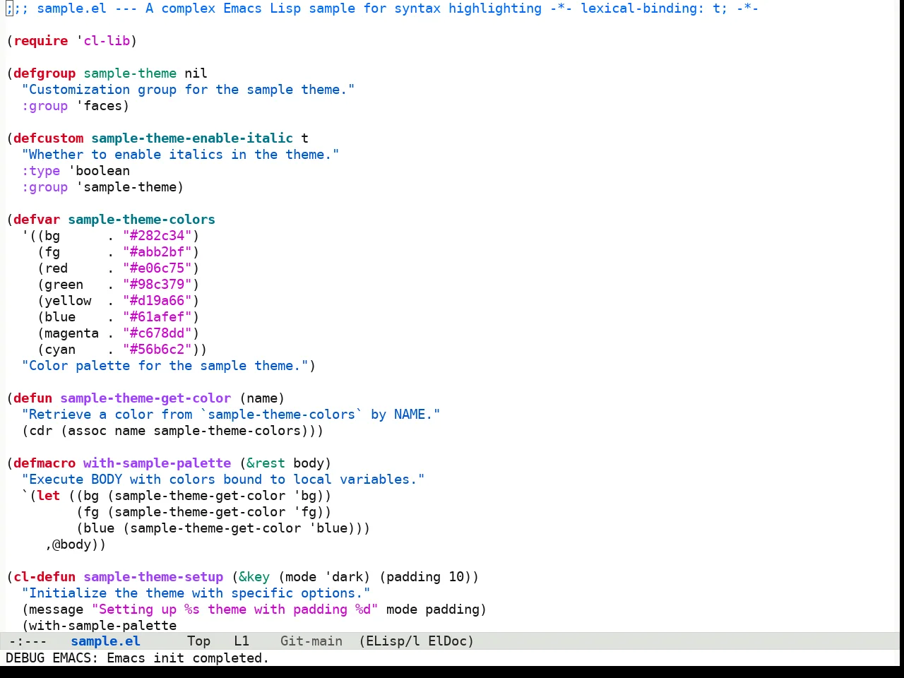 Fluffy Light theme in emacs-lisp-mode