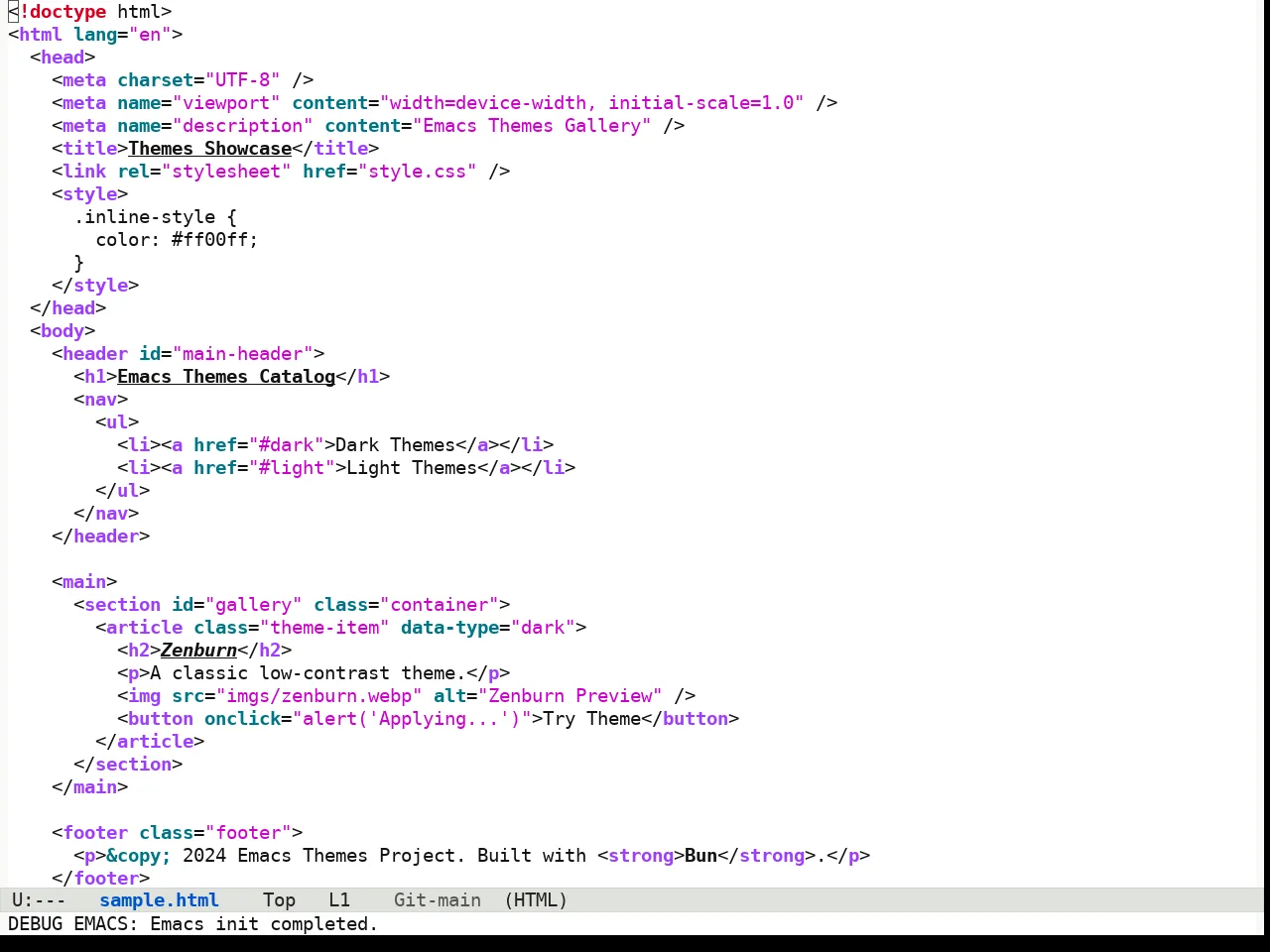 Fluffy Light theme in html-mode