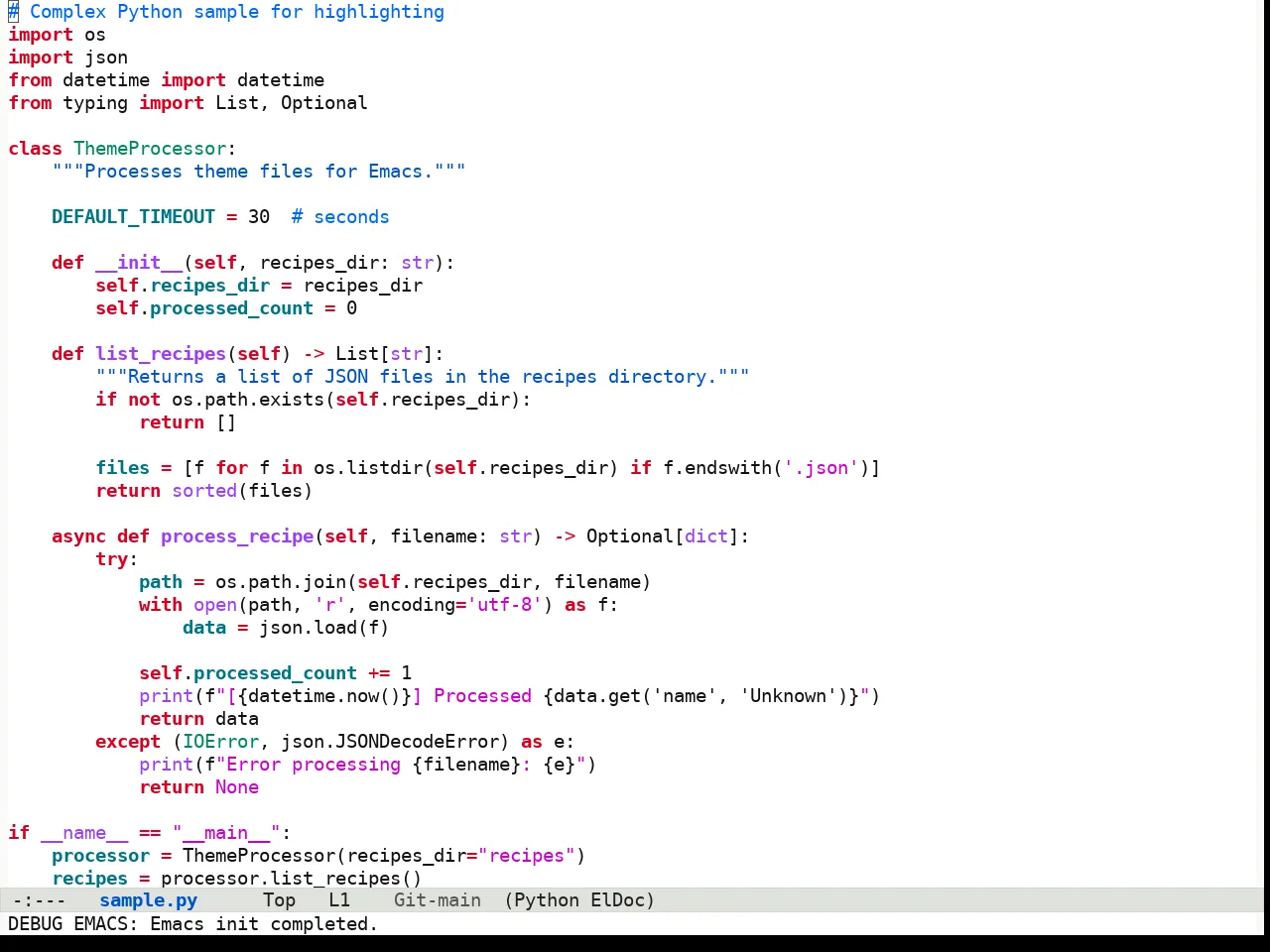 Fluffy Light theme in python-mode