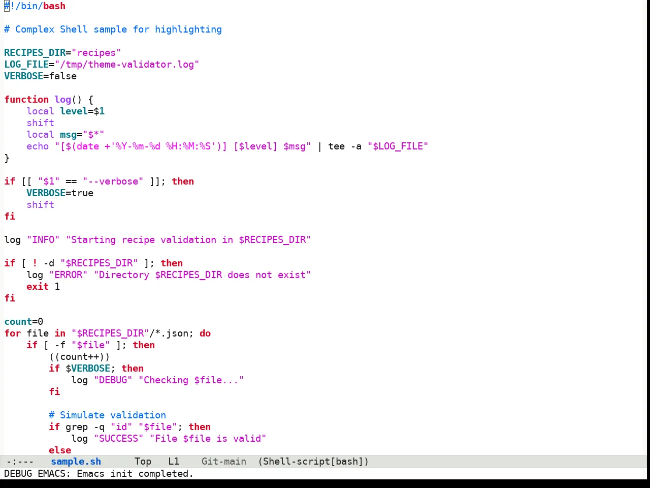 Fluffy Light theme in sh-mode