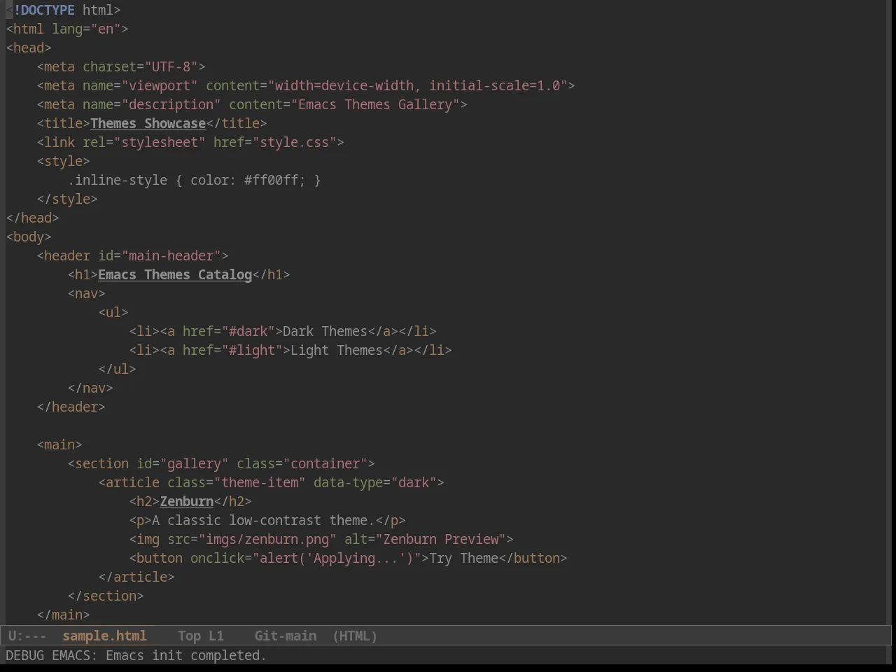 Foggy Night Theme in html-mode