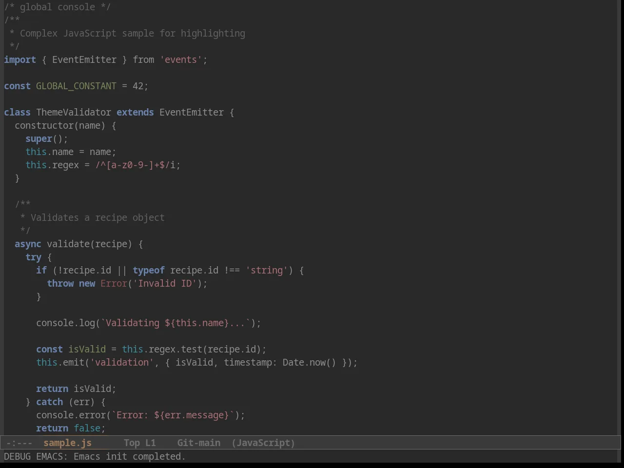Foggy Night Theme in javascript-mode