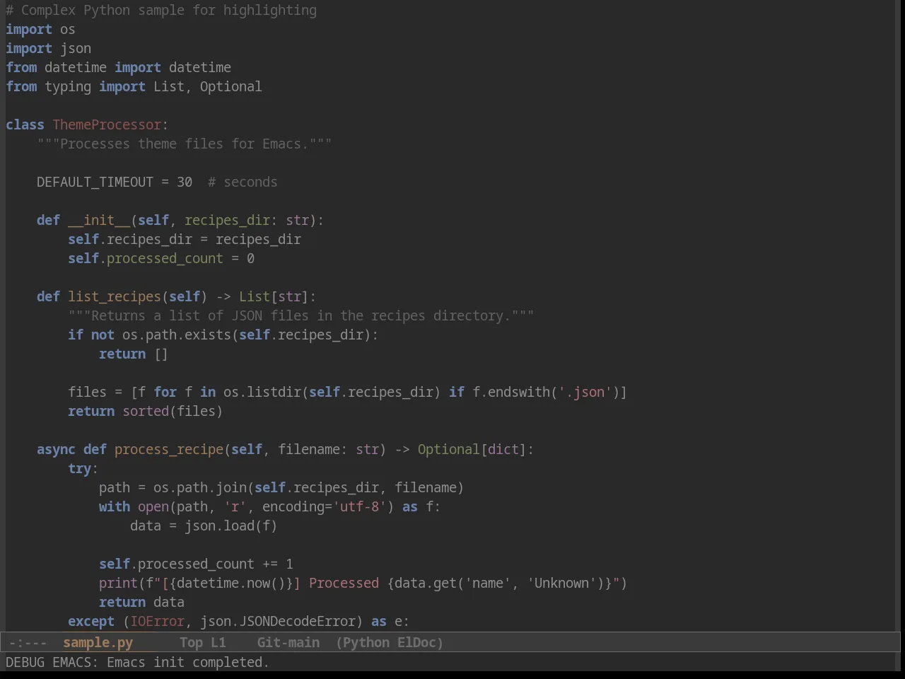 Foggy Night Theme in python-mode