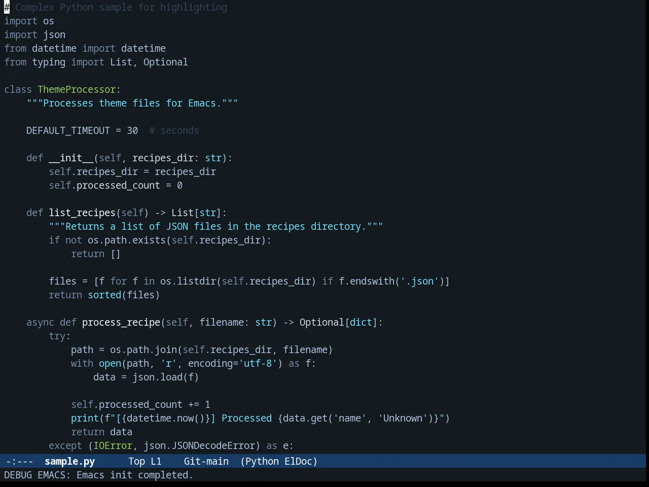 Fogus Theme in python-mode