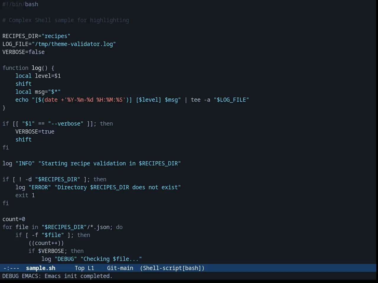 Fogus Theme in sh-mode