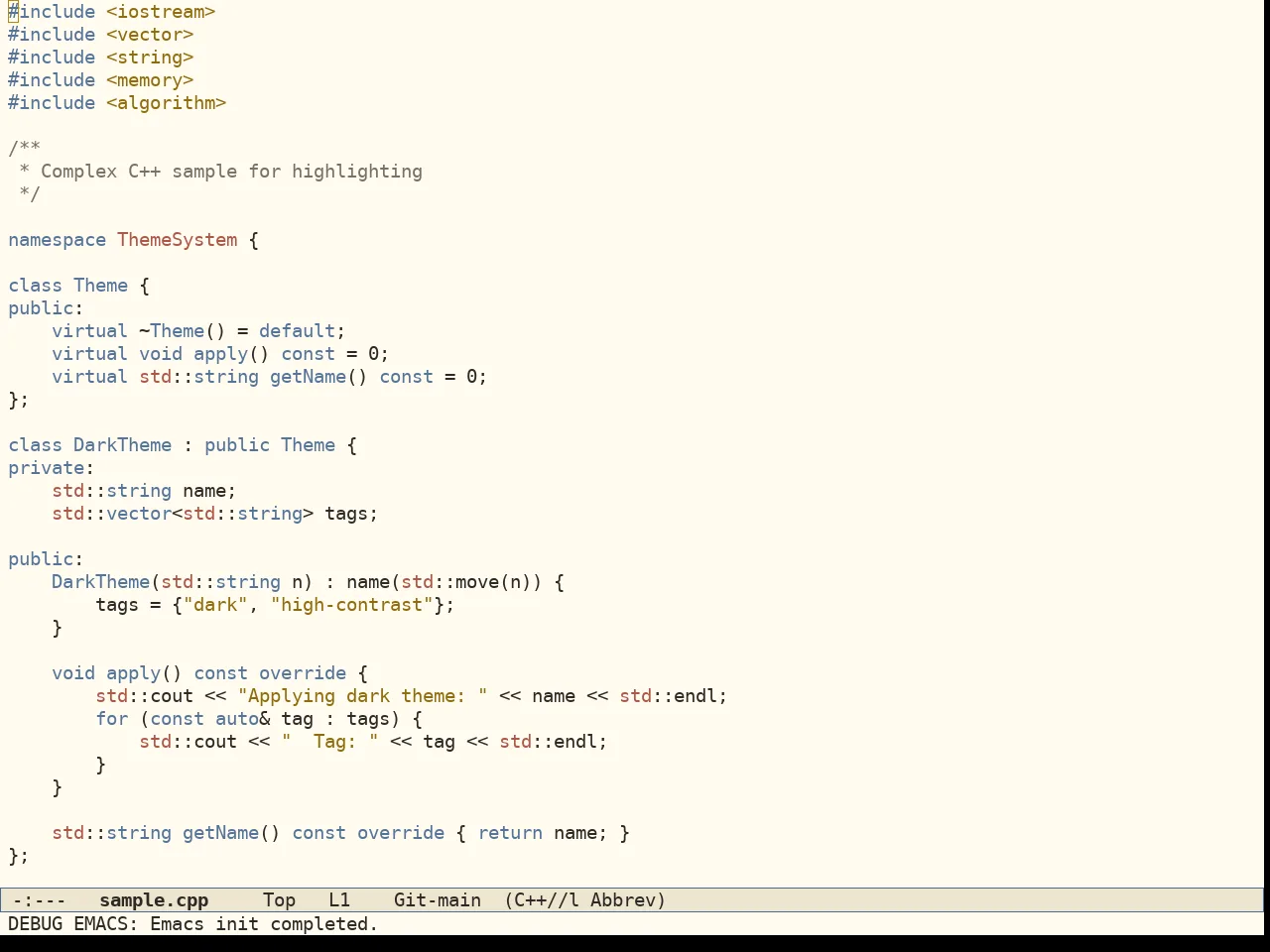 Folio Theme in c++-mode
