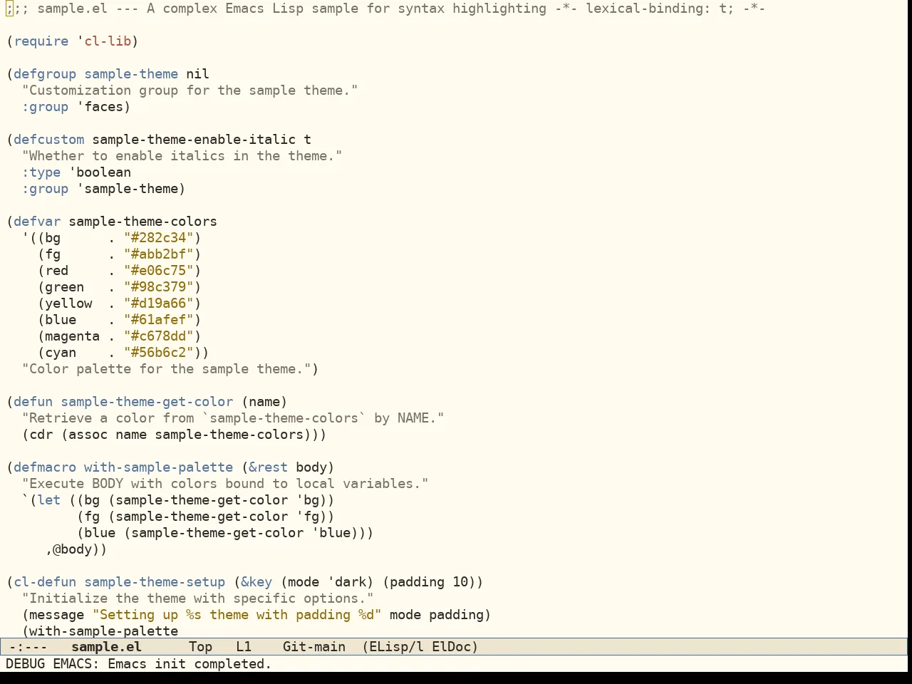 Folio Theme in emacs-lisp-mode