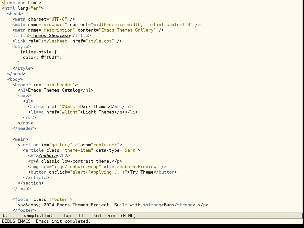 Folio Theme in html-mode