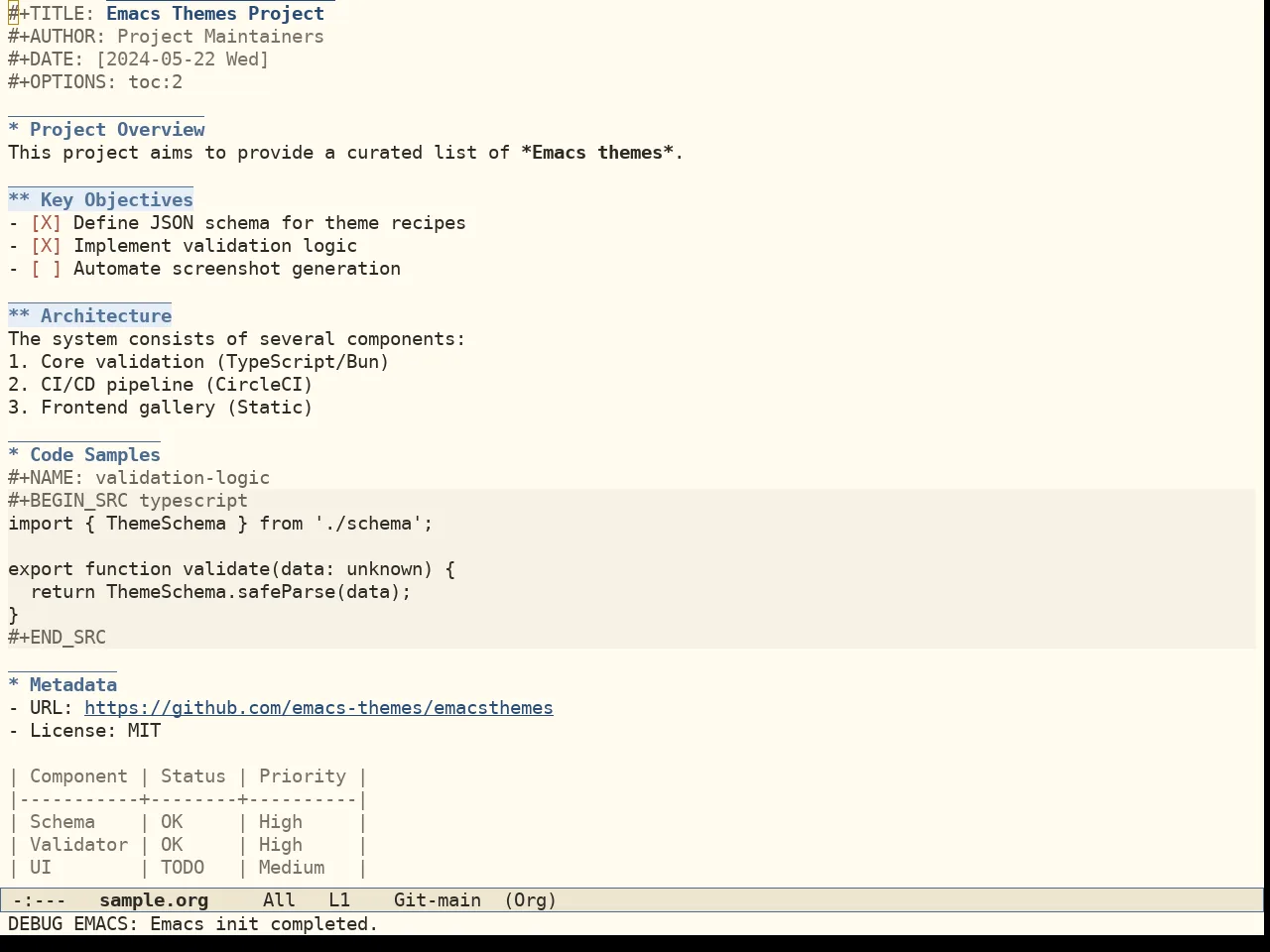 Folio Theme in org-mode