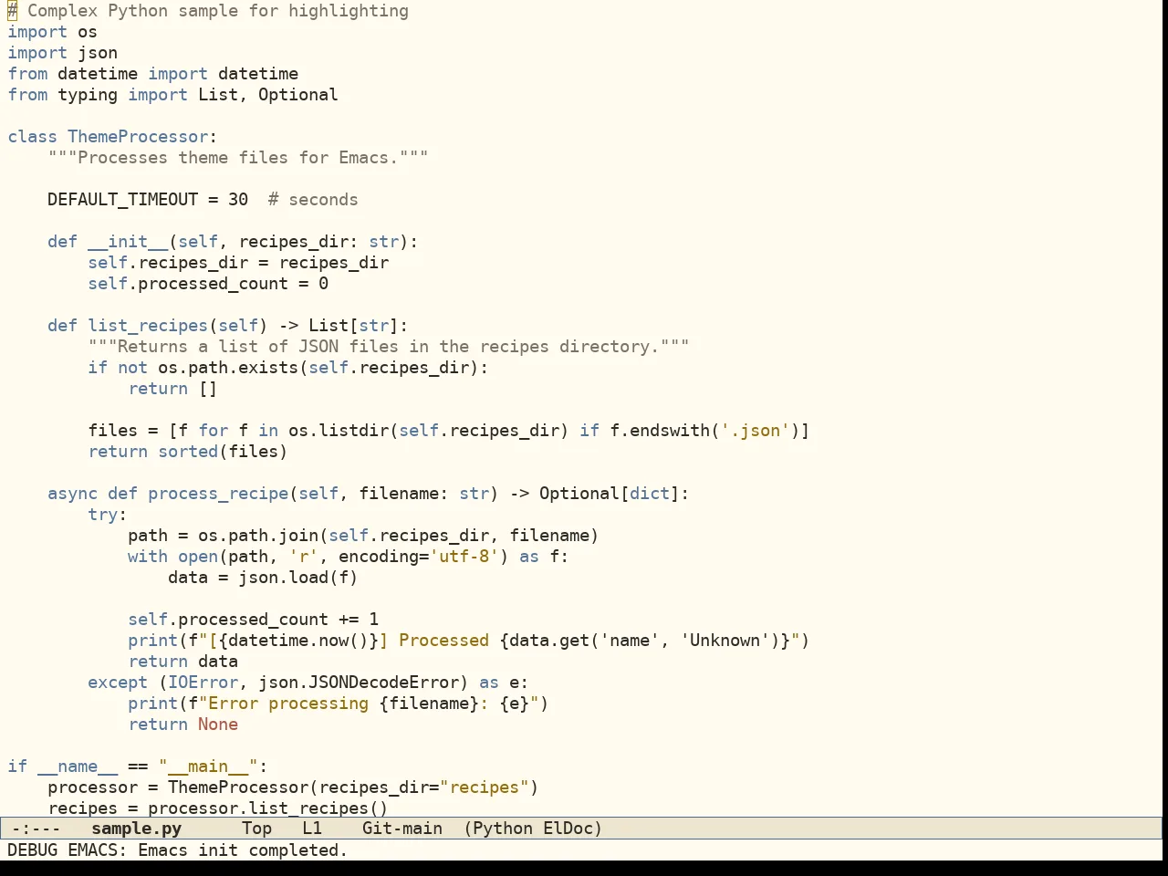 Folio Theme in python-mode