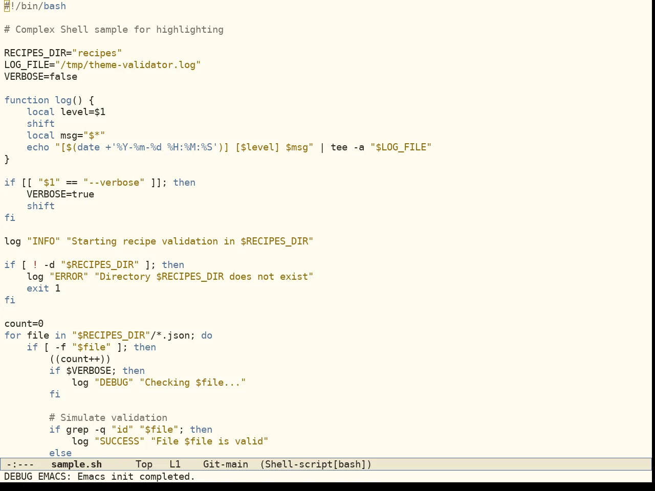 Folio Theme in sh-mode