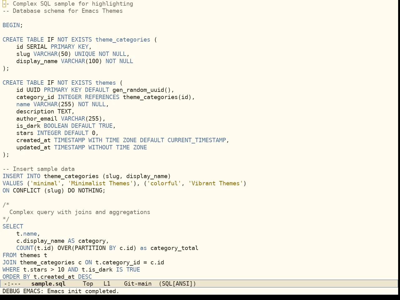 Folio Theme in sql-mode