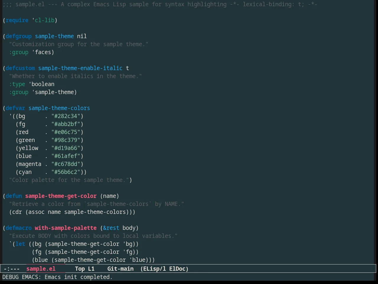 Forest Blue Theme in emacs-lisp-mode
