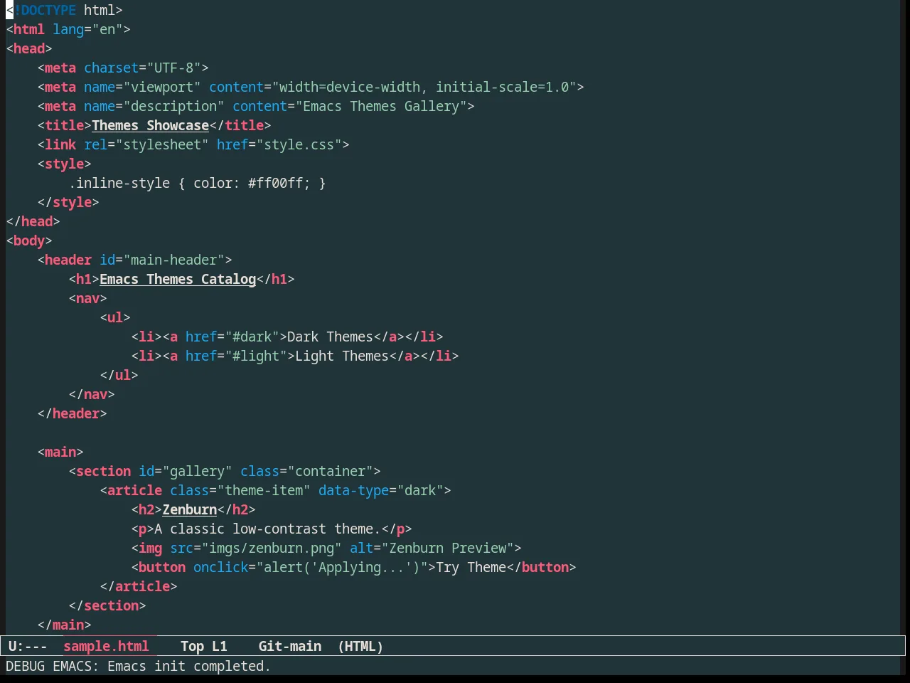 Forest Blue Theme in html-mode