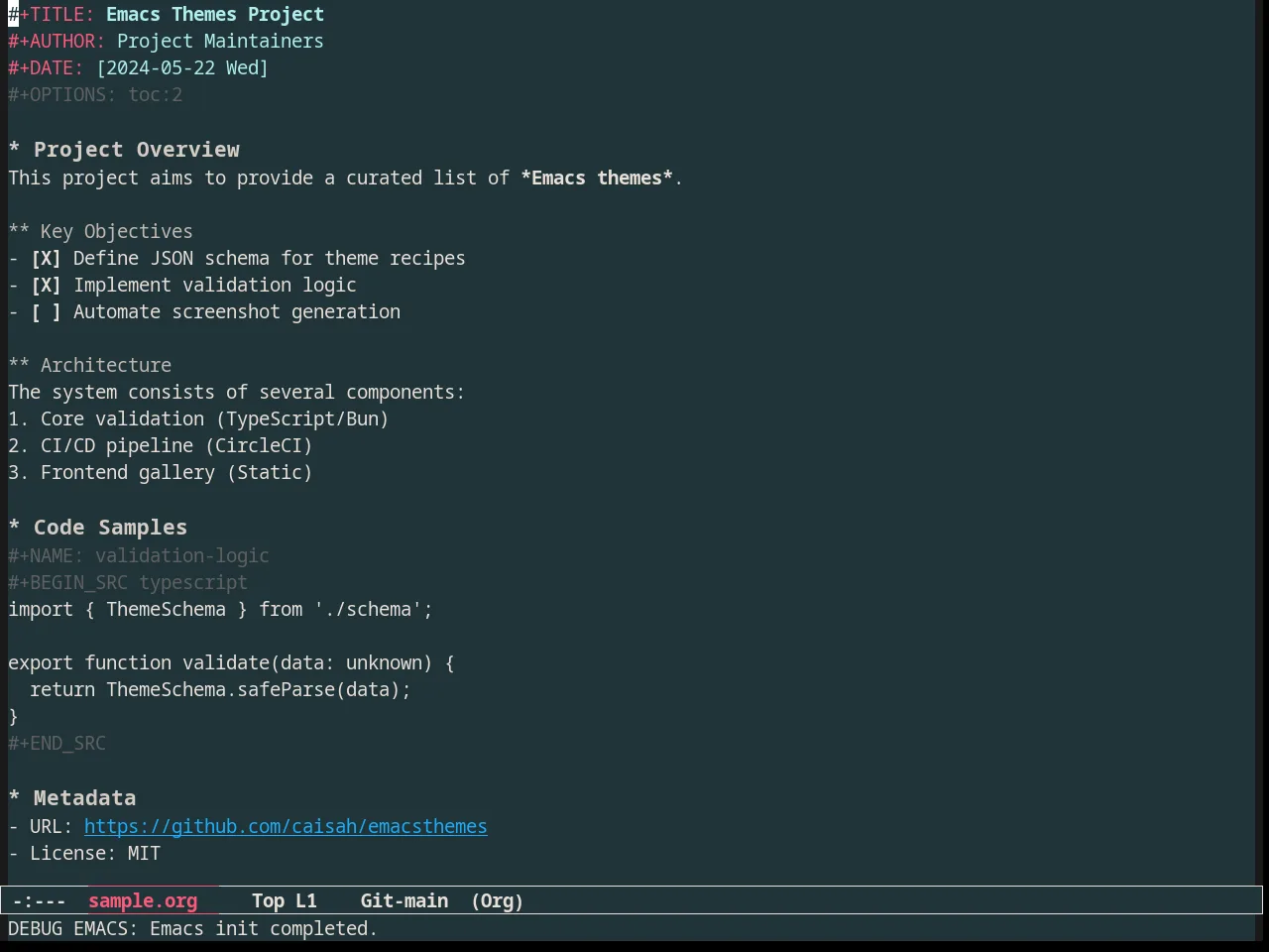 Forest Blue Theme in org-mode
