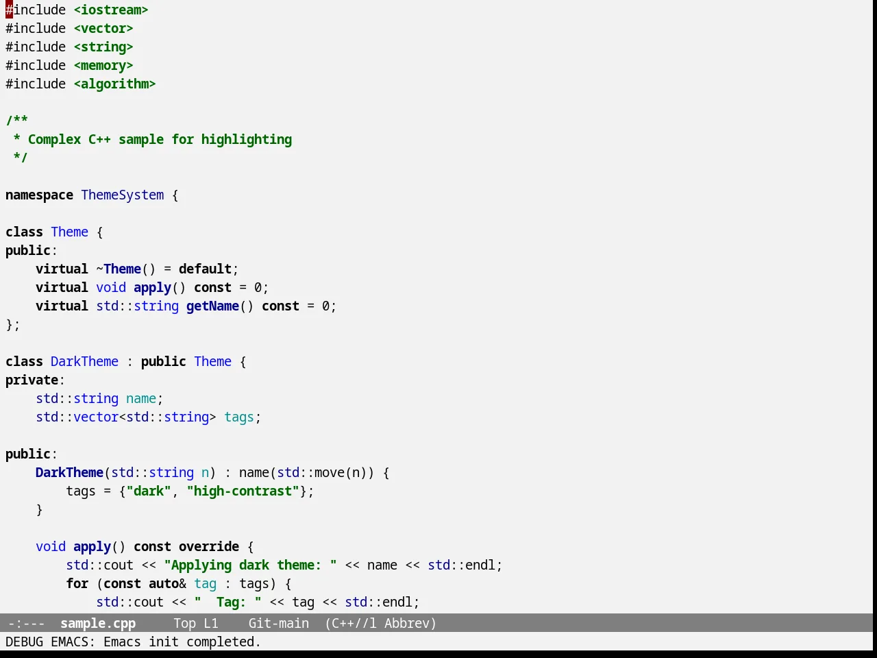 Gandalf Theme in c++-mode