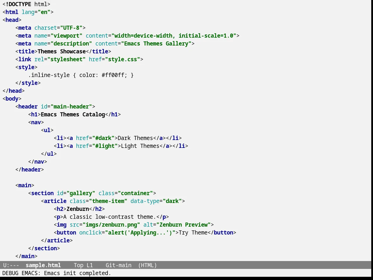 Gandalf Theme in html-mode