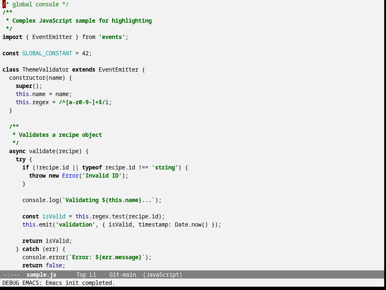 Gandalf Theme in javascript-mode