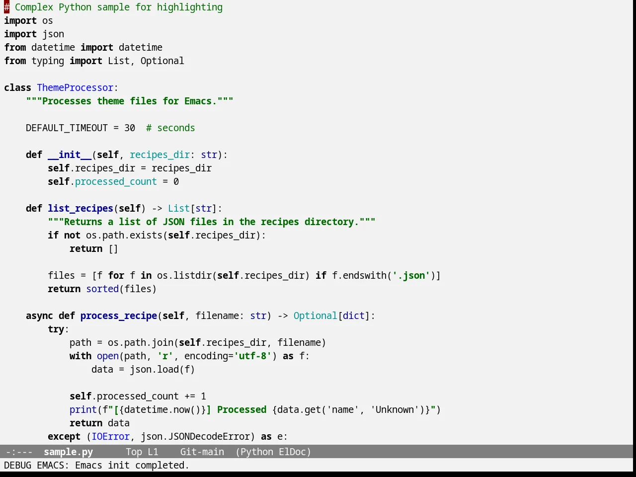 Gandalf Theme in python-mode