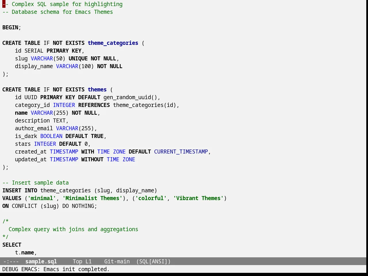 Gandalf Theme in sql-mode