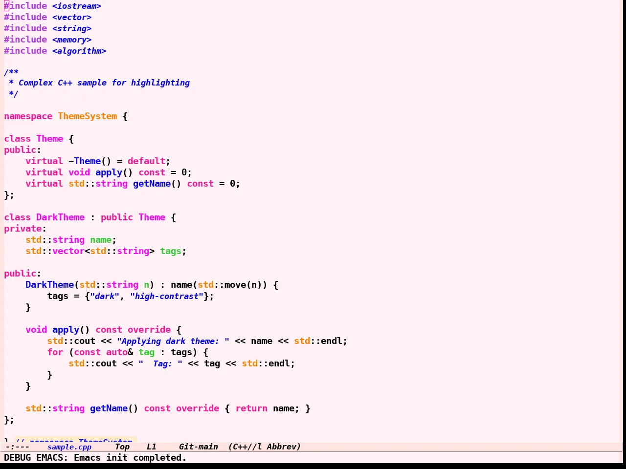 Girly Notebook Theme in c++-mode