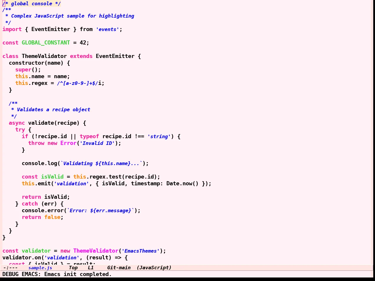 Girly Notebook Theme in javascript-mode
