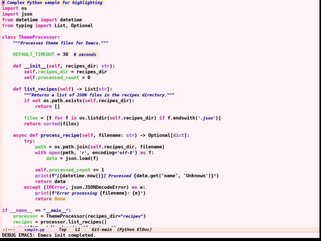 Girly Notebook Theme in python-mode