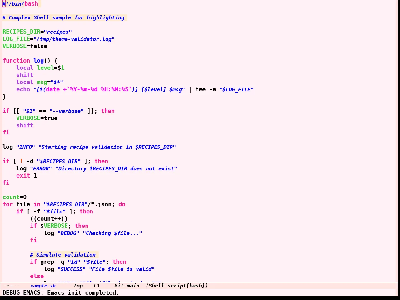 Girly Notebook Theme in sh-mode