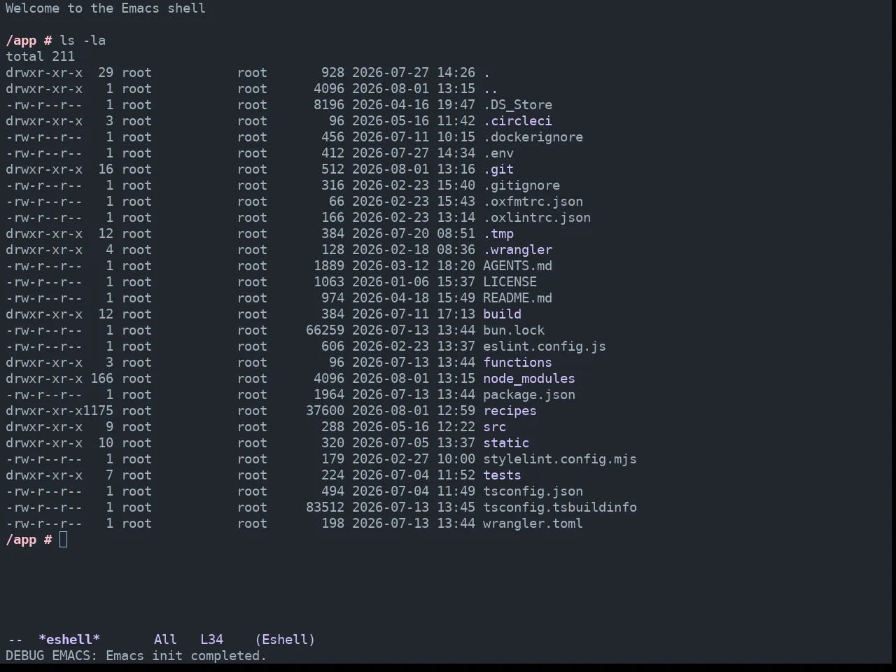 GitHub Dark Dimmed Theme in eshell