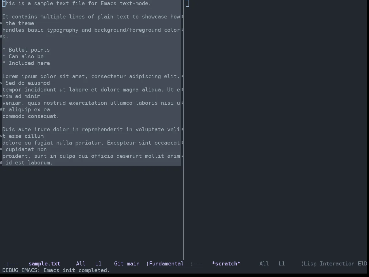 GitHub Dark Dimmed Theme in fundamental-mode