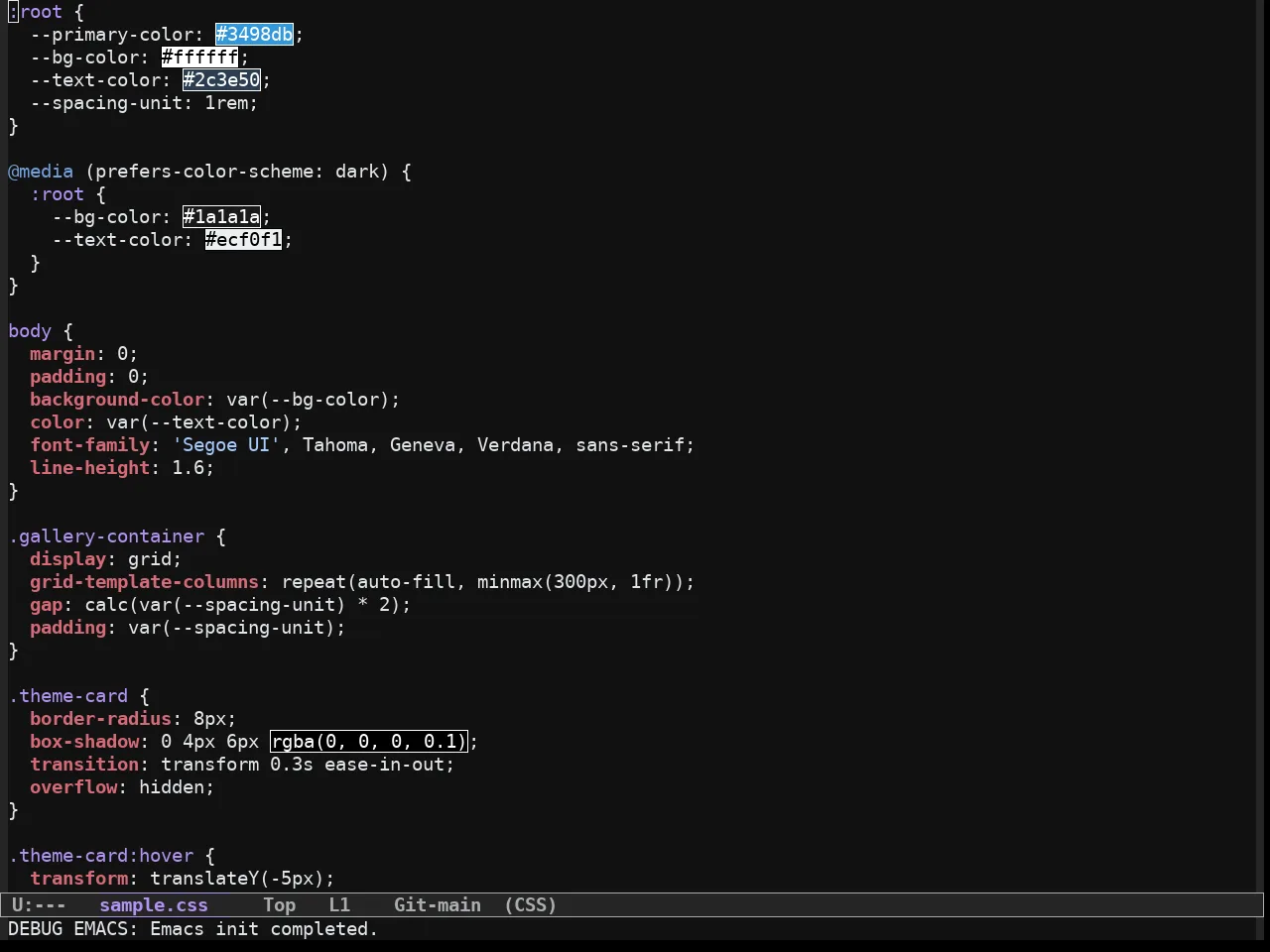 Github Dark Vscode Theme in css-mode