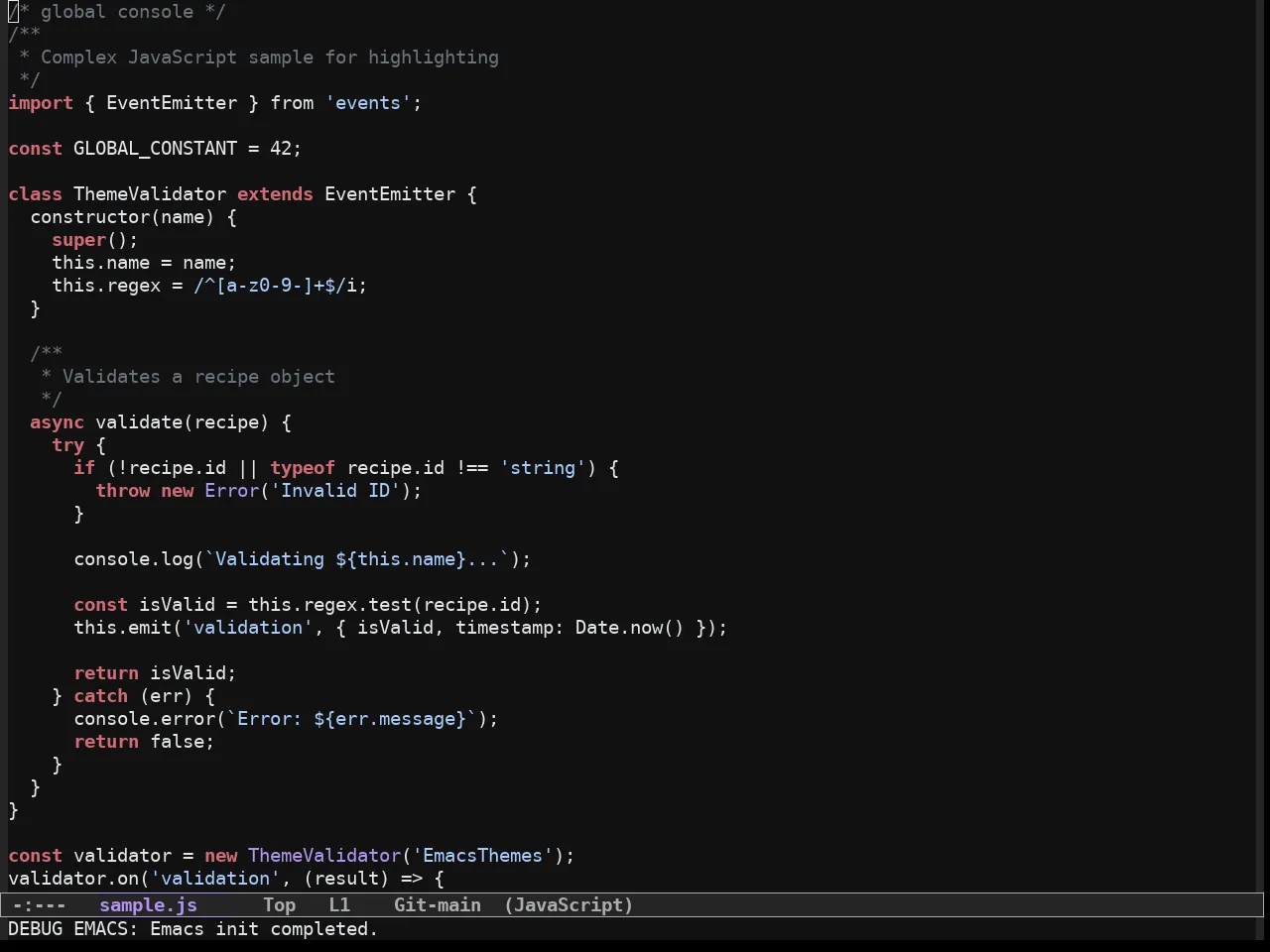 Github Dark Vscode Theme in javascript-mode