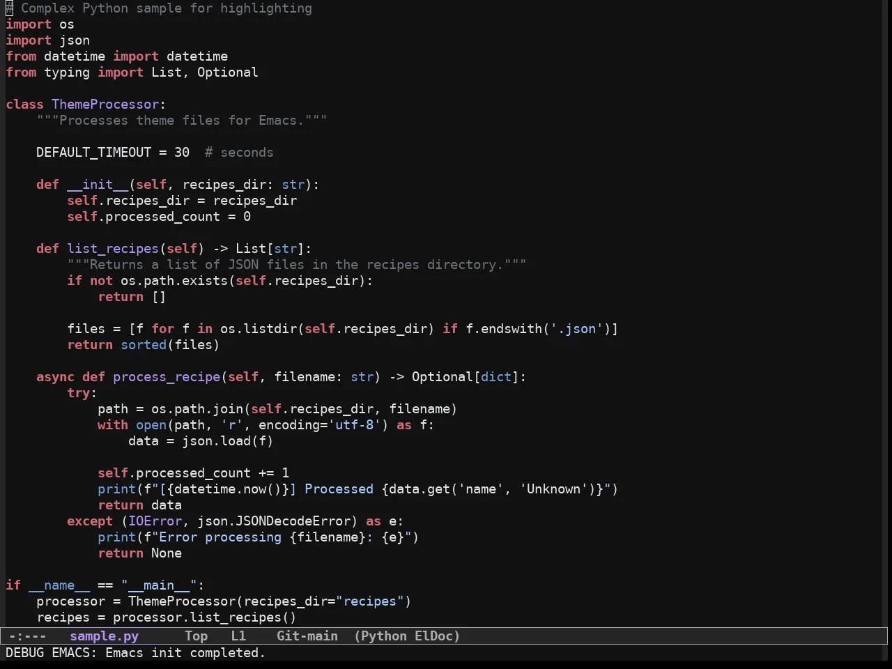 Github Dark Vscode Theme in python-mode