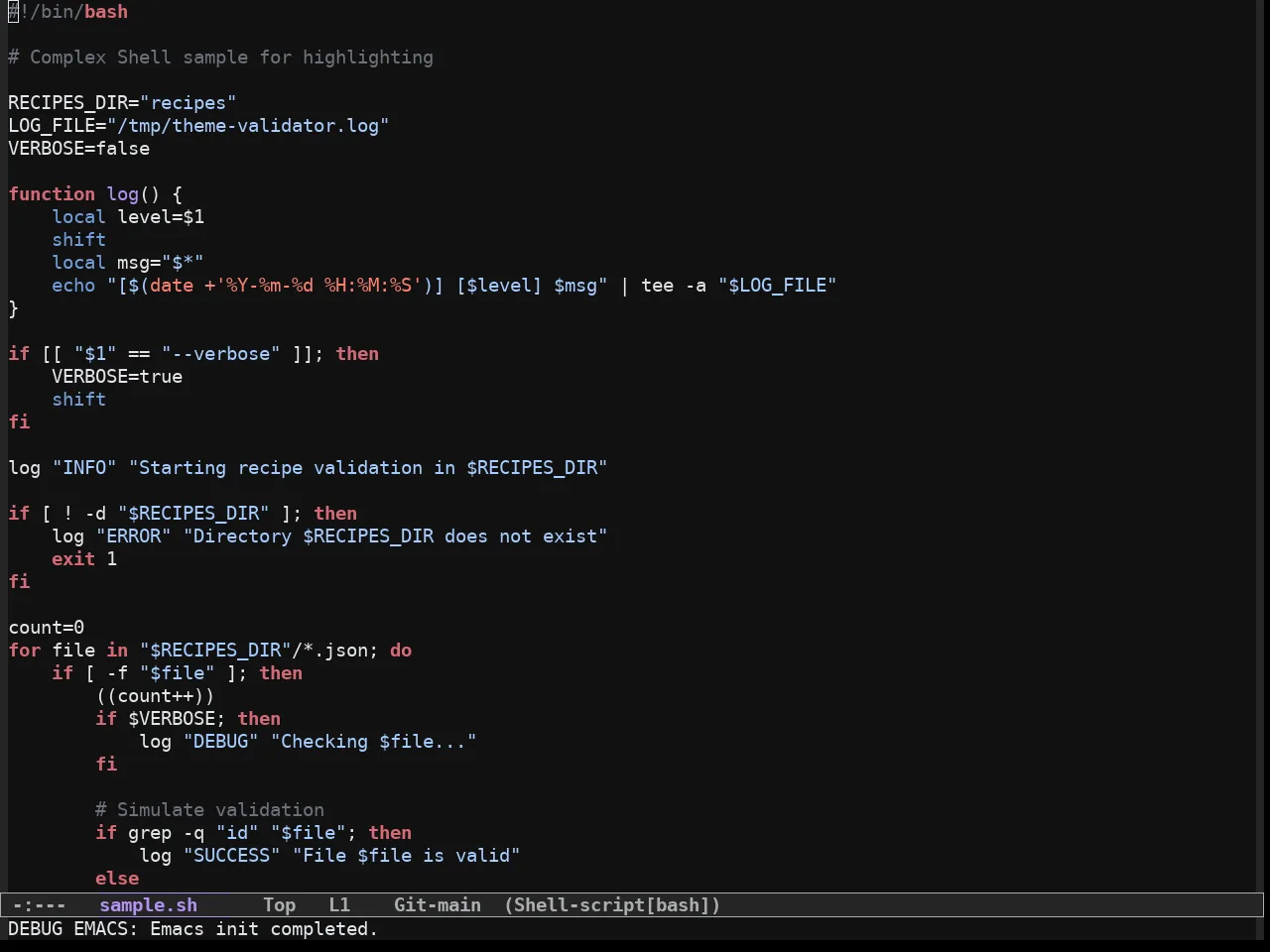 Github Dark Vscode Theme in sh-mode
