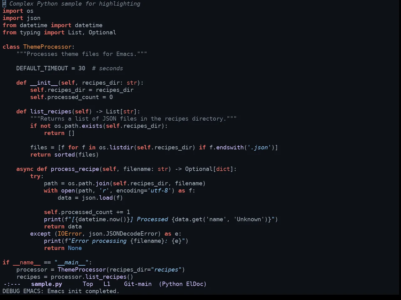 GitHub Dark Theme in python-mode