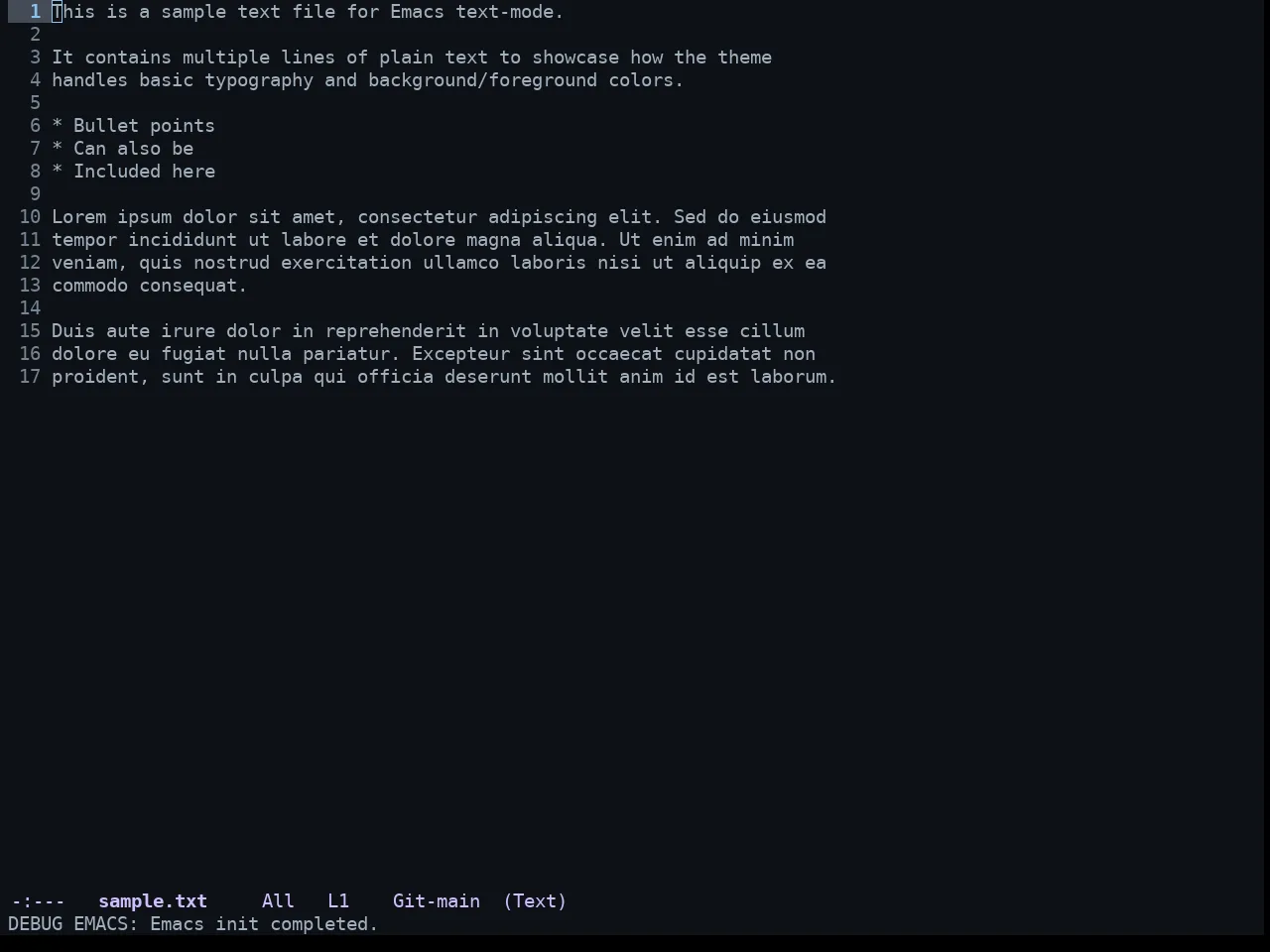 GitHub Dark Theme in text-mode