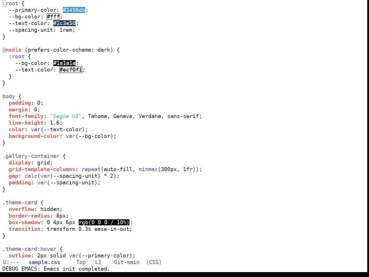 GitHub Light Theme in css-mode