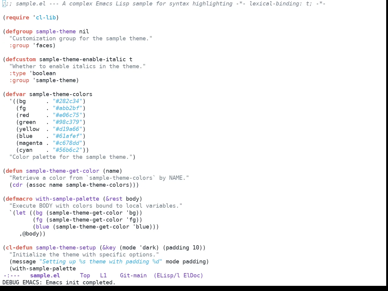 GitHub Light Theme in emacs-lisp-mode