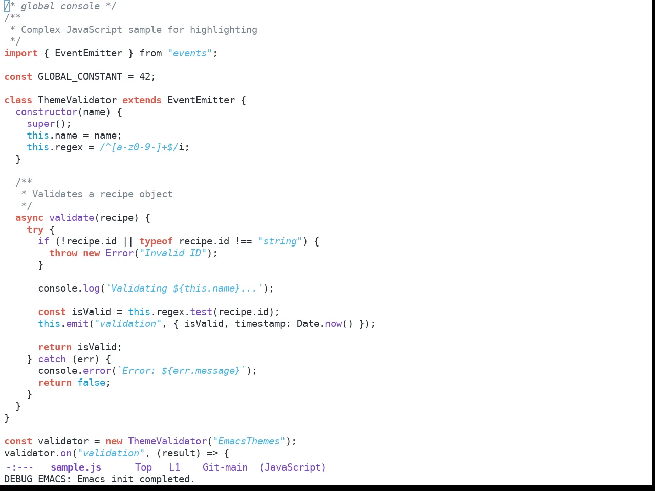 GitHub Light Theme in javascript-mode