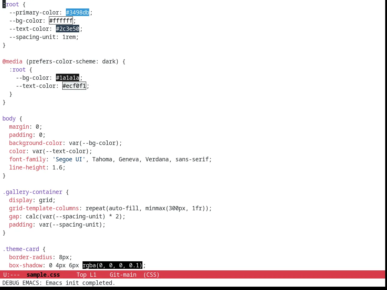 Github Modern Theme in css-mode