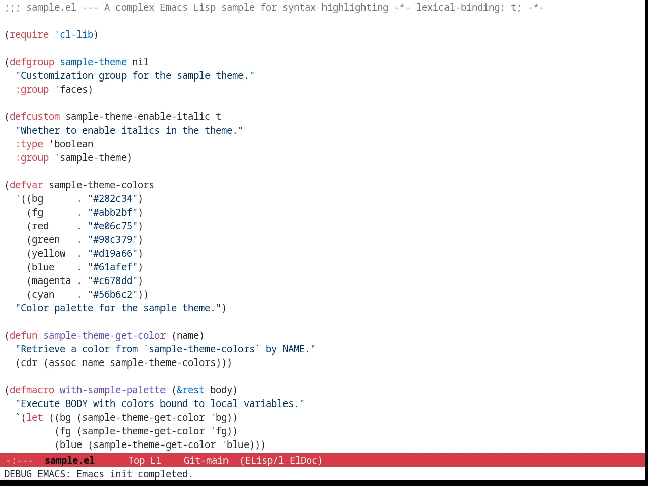 Github Modern Theme in emacs-lisp-mode