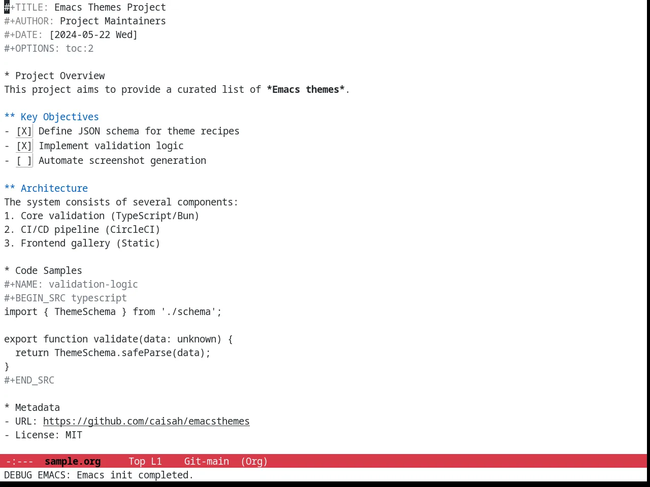 Github Modern Theme in org-mode
