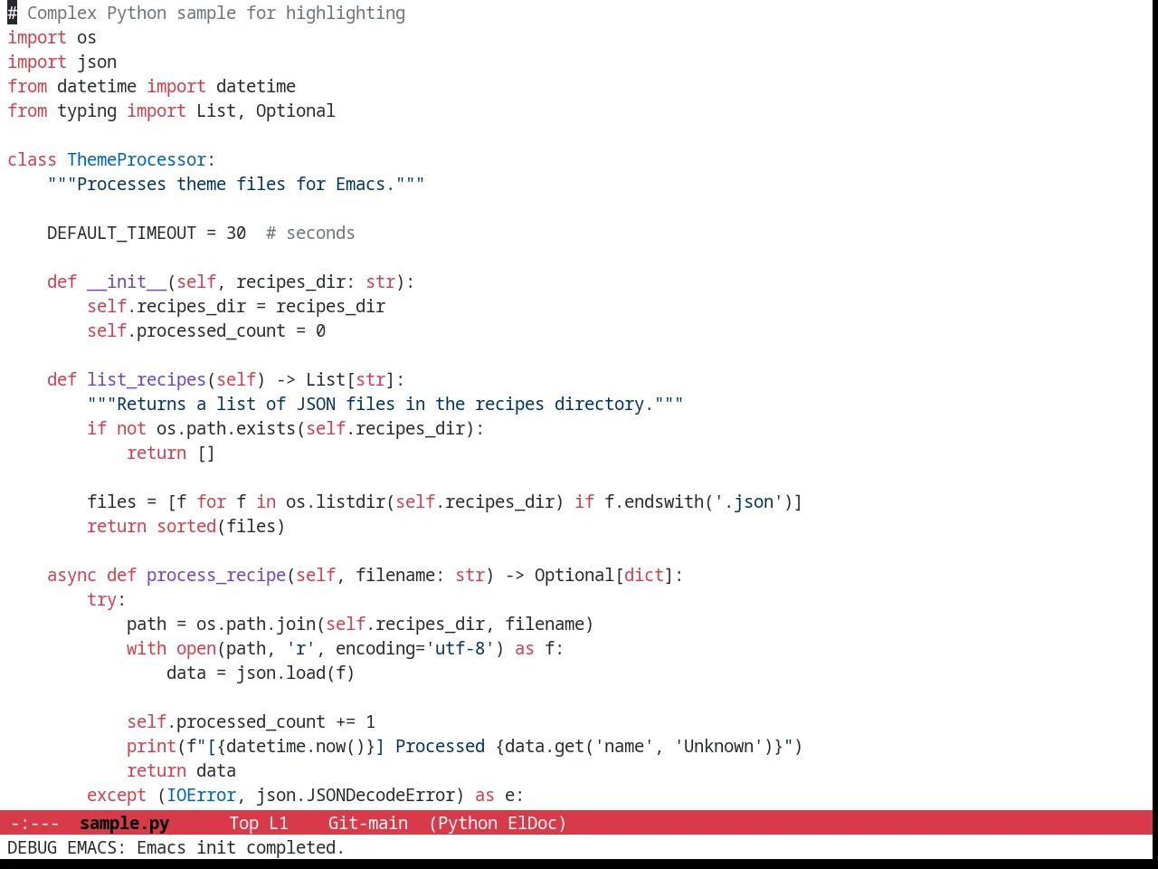 Github Modern Theme in python-mode