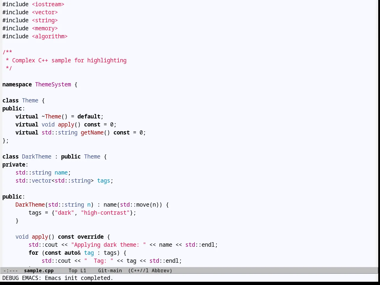 Github Theme in c++-mode