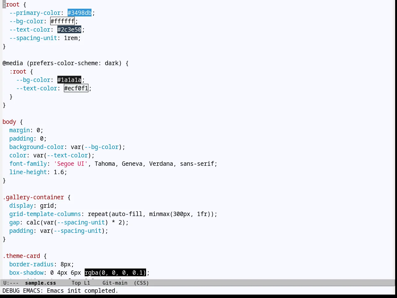 Github Theme in css-mode